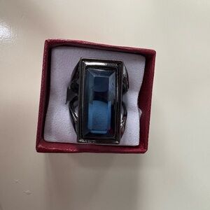 Elegant Black and Blue Statement Ring